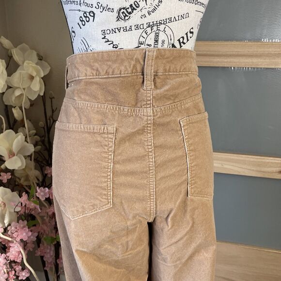 Talbots Womens Straight Leg Corduroy Pants 16 Brown High Waist Stretch Preppy - Picture 6 of 8